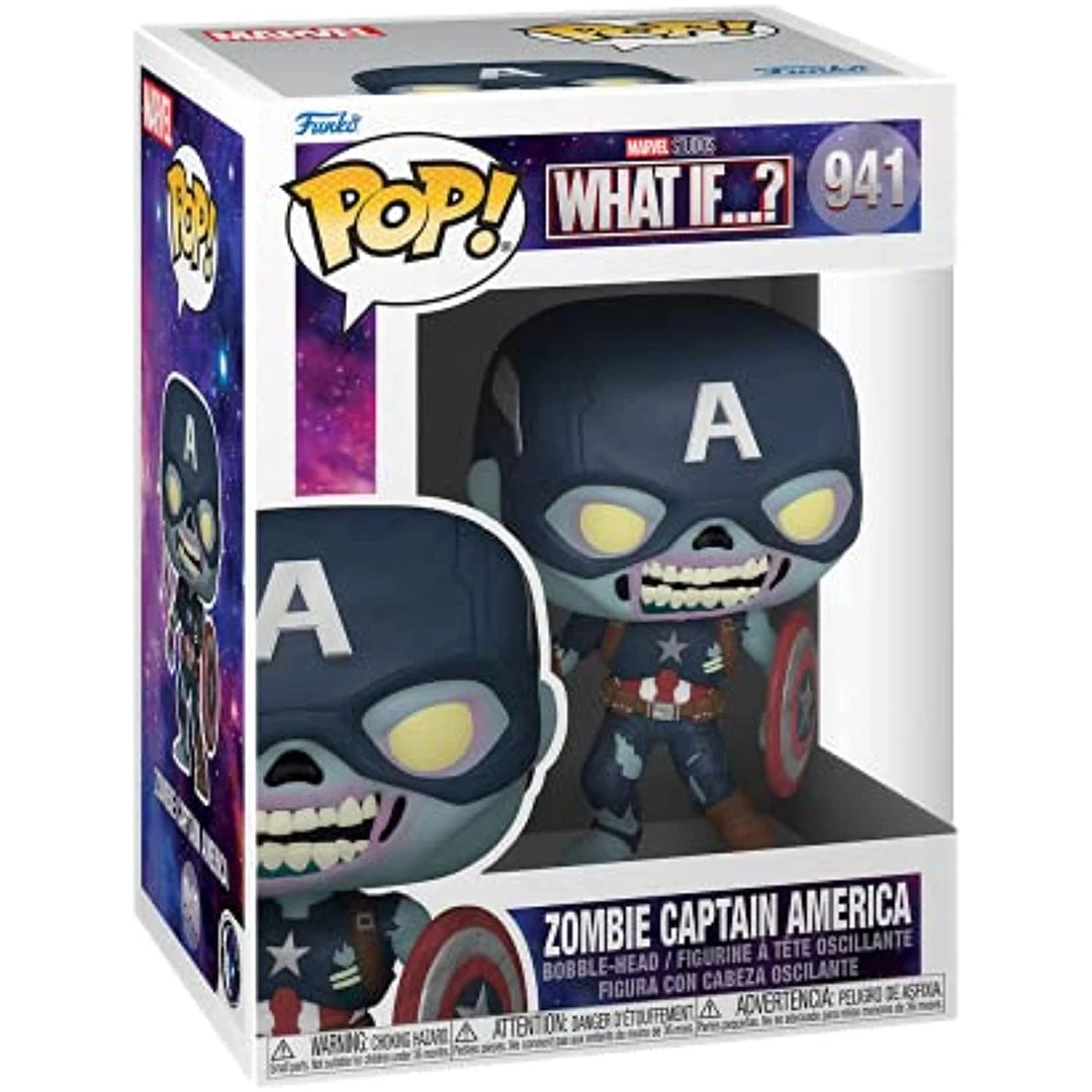Funko Pop! Marvel: What If? - Zombie Captain America Figure W/ Protector 4 Funko Pop! Marvel: What If? - Zombie Captain America Figure W/ Protector