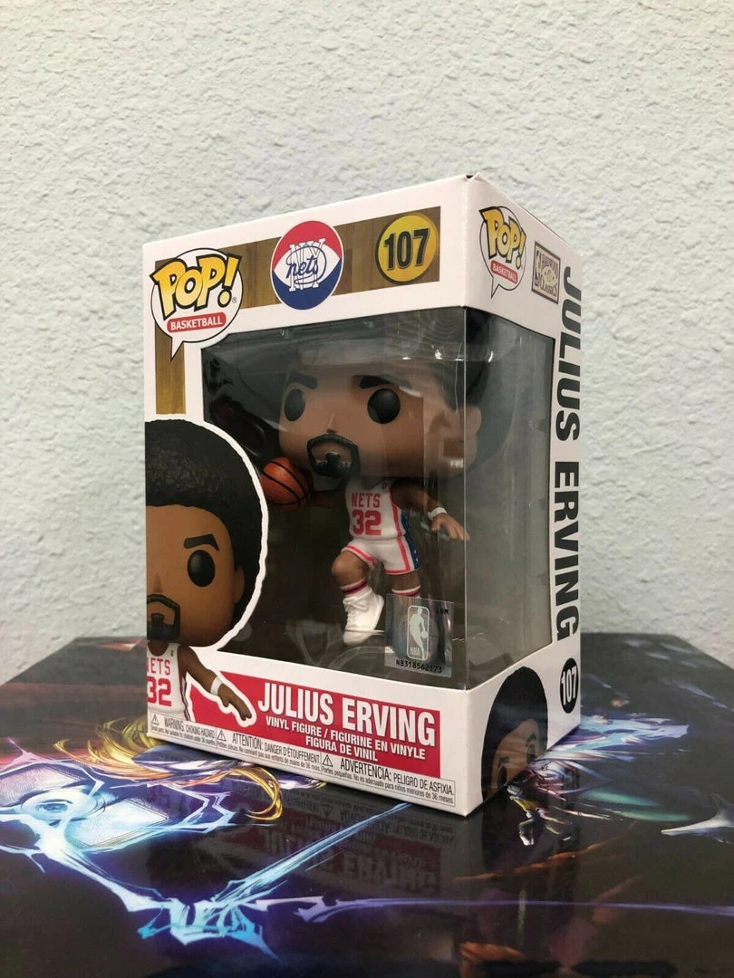 Funko POP! NBA Nets JULIUS ERVING Home Figure #107 W/ Protector IN STOCK 4 Funko POP! NBA Nets JULIUS ERVING Home Figure #107 W/ Protector IN STOCK