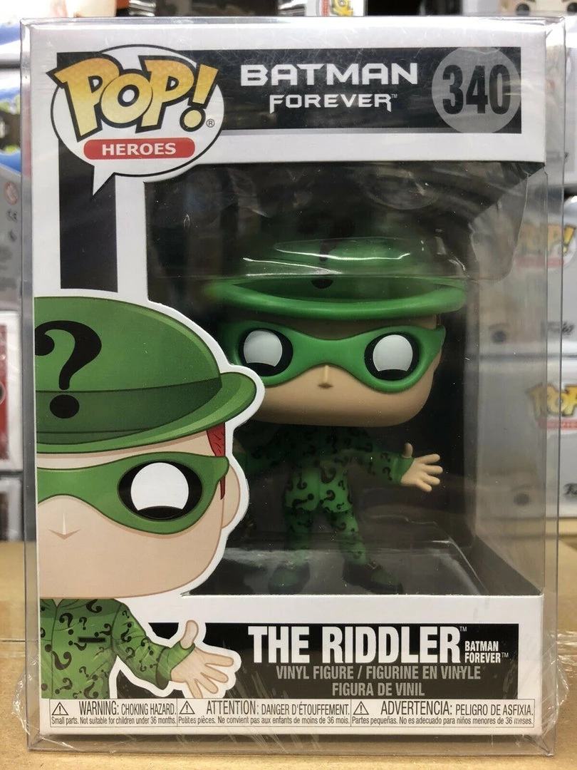 Funko POP! Heroes: Batman Forever RIDDLER Jim Carey Figure # 340 W/Protector 3 Funko POP! Heroes: Batman Forever RIDDLER Jim Carey Figure # 340 W/Protector