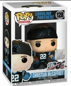 Toystops Funko POP! NFL Carolina Panthers CHRISTIAN McCAFFREY Figure #128 W/ Protector