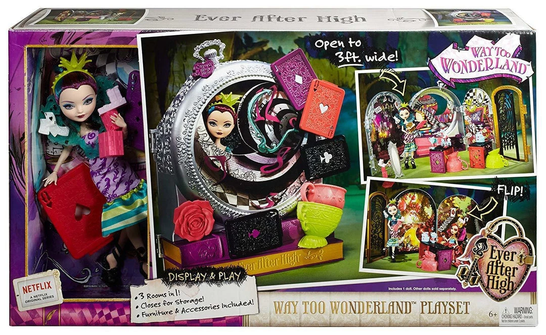 Ever After High Way Too Wonderland High And Raven Queen Playset CJC40-CO Dolls 4 Ever After High Way Too Wonderland High And Raven Queen Playset CJC40-CO Dolls