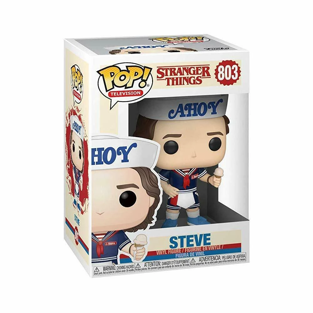 Funko POP! TV: Stranger Things STEVE W/ Hat & Ice Cream Figure #803 W/ Protector 3 Funko POP! TV: Stranger Things STEVE W/ Hat & Ice Cream Figure #803 W/ Protector